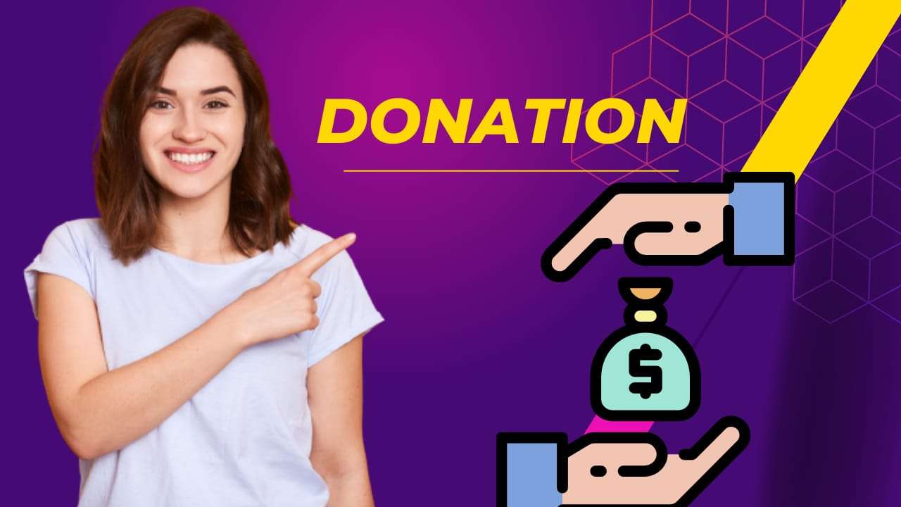 A beautiful girl happy to donate money